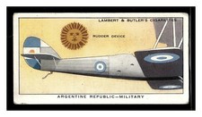 ARGENTINE REPUBLIC MILITARY #1 AEROPLANE MARKINGS 1937 LAMBERT & BUTLER TOBACCO picture