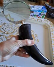 Handcrafted Magnifying Glass Horn Handle 14” • Reading & Decorative Decor Piece picture
