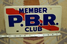 UNUSED EMBOSSED P.B.R. MEMBER CLUB METAL LICENSE PLATE PABST BLUE RIBBON BEER picture