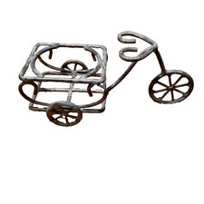Vintage-Style Small Tricycle Plant Holder Candle Holder Green Metal Decor picture