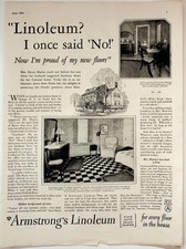 Armstrong's Linoleum 1926 Vintage Print Ad Black Cream Checkered Floor picture
