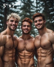 Shirtless Snowy Mountain Muscle Studs 5x7 Fantasy Photo Photograph Reprint 1718 picture