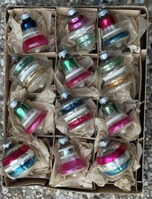 VTG Franke Made In USA Bell Lantern Tornado Stripe Glass Ornaments picture