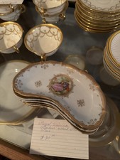 Austrian Royal Vienna Pink & Gold Cameo Couple Center Crescent Bone Side Dish picture