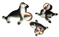 Vintage Miniature Circus Seals with Balls Fine Bone China Figurines Lot of 3  picture