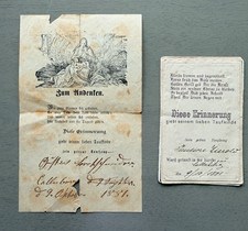 Antique German Baptism Cards Lot of 2 1881 Christening Religious Ephemera picture