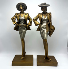 VTG Pair of Austin Productions MCM 1980s Art Deco Revival Fashion Lady Figurines picture