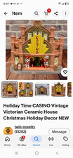 Holiday Time Casino Lighted Ceramic Christmas Village House Indoor, Multicolor picture