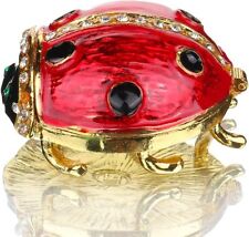 Bejeweled Enameled Animal Trinket Box/Figurine With Black Rhinestones- Ladybug picture