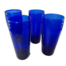 Vtg Cobalt Blue Highball Glasses Rounded Top Set of 4 Fine Barware Juice picture