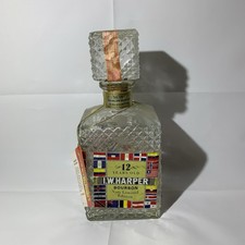 Vintage 1966 IW Harper 12 Year Bourbon Decanter Bottle International Flags Tags picture