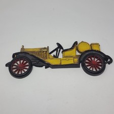 Midwest Sexton USA Die Cast Yellow Antique Old Classic Cars Wall Art Decor Vtg picture