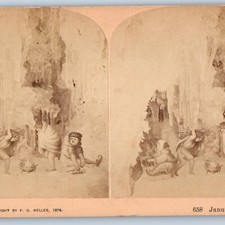 1876 F.G Weller January Winter Fantasy Art Stereoview Real Photo Allegorical V28 picture