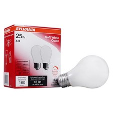Sylvania Incandescent Light Bulb, 25W 2 Count (Pack of 1), Soft White Finish picture