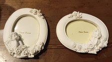 A Pair of Small Cherub Angel Photo Frames Matt Ivory Ceramic picture
