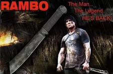 Rambo IV Machete: Handmade John Rambo Movie Replica Knife with Leather Sheath picture