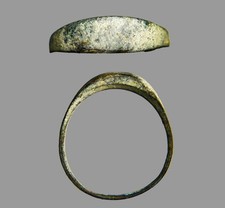 Artifact 100BC Ancient Roman Silvered Bronze Band Ring Size 1 Child picture