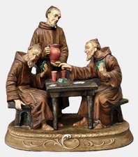 Capodimonte Three Monks The Cheaters Playing Cards Porcelain Figurine Statue EUC picture