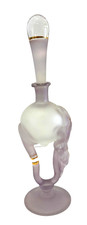 VTG Ion Tamaian Signed Frosted Lavender Glass Gold Accent Perfume Bottle Romania picture