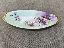 Antique Hutschenreuther Porcelain Vegetable Dish w/ Painted Purple Flowers Dec. picture