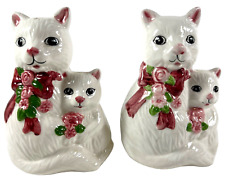 Vintage Cat Kitten Mother Baby Floral Flower Salt and Pepper Shakers picture