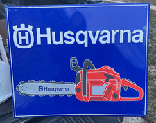VINTAGE Husqvarna Husky Chainsaw Dealership Metal Sign Single Sided picture