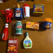 Ruz Faux Pretend Food Christmas Collectible  Ornaments Groceries Lot of 9 picture