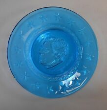 Wheaton President Woodrow Wilson plate turquoise blue glass 8