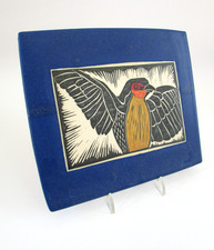 Kathleen Koltes  Santa Fe  New Mexico Studio Art Pottery Blue Bird Tile 8