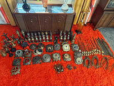 HUGE vintage brass/pot Metal Lamp Parts Bases Rods necks shade holders  EF&EF picture