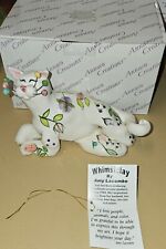 Annaco Creations Amy Lacombe WHIMSICLAY Cat Figurine w/Flower designs NEW IN BOX picture