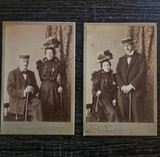Rare K. Tamamura Yokohama Japan Cabinet Card Pair – Western Couple Meiji Era picture
