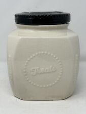 Scm Home  Stoneware~ “Treats”Cookie Jar Canister With Black Lid  8x6” kitchen picture