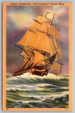 Postcard (Old Ironsides) Frigate Constitution Boston MA Ocean Ship VTG c1940  I2 picture