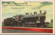 c1949 CHICAGO RAILROAD FAIR Postcard Pennsylvania RR World's Fastest Locomotive picture