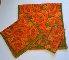VTG Fieldcrest Orange Poppy & Green 3 Towel Set Bath, Hand Towel and Washcloth picture