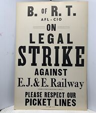 Vintage EJ&E Railway railroad 1958 Strike Poster.  Elgin Joliet & Eastern picture