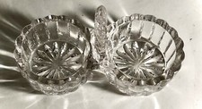Vintage Crystal Basket Handled Double Master Salt picture
