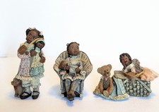 Vintage Sarah's Attic 3 Black Heritage Girl Figurines Angel, Bible Lessons LE picture