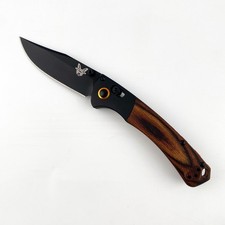 Benchmade Mini Crooked River 15085-cstm Black CPM-S30V Wood Handle Folding Knife picture