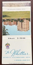 The Whittier Hotel Detroit Michigan Vintage 30/Front Striker Match Cover B-6351 picture