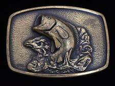 1981 Jumping Bass Fish Fishing Solid Brass Vintage Belt Buckle - BTS picture