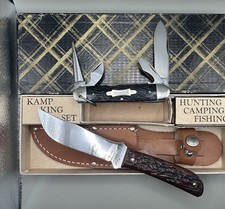 Vintage 1936-1952, Imperial Kamp King Set, Hunting and Pocket Knife In Box - USA picture