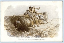 c1910's The Buffalo Hunt By Chas M. Russell Signed Artist Antique Postcard picture