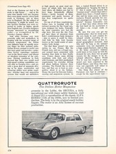 1966 Quattroruote Secura Zagato - Original Car Advertisement Print Ad J152 picture