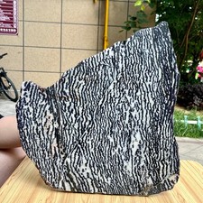 9.2 lb Natural Zebra Polished Crystal Ball Gray Stripe Specimen picture