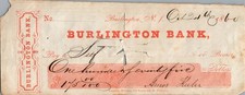 1860 Burlington NJ Bank Check Amos Keeler Obsolete Grattan Phila Antebellum picture