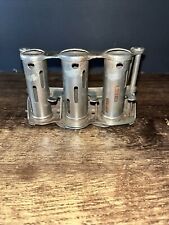 Vintage Three (3) Barrel Brass Plated Manual Coin Dispenser Changer Belt Clips picture
