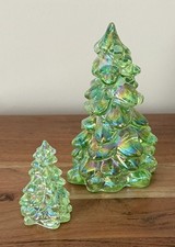 Mosser Glass Christmas Holiday Tree Set - 2 sizes - APPLE GREEN CARNIVAL picture