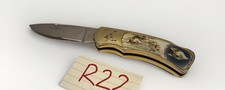 Vintage Stainless Steel Knife Signed H.C. With Wolf Handle Single Blade picture
